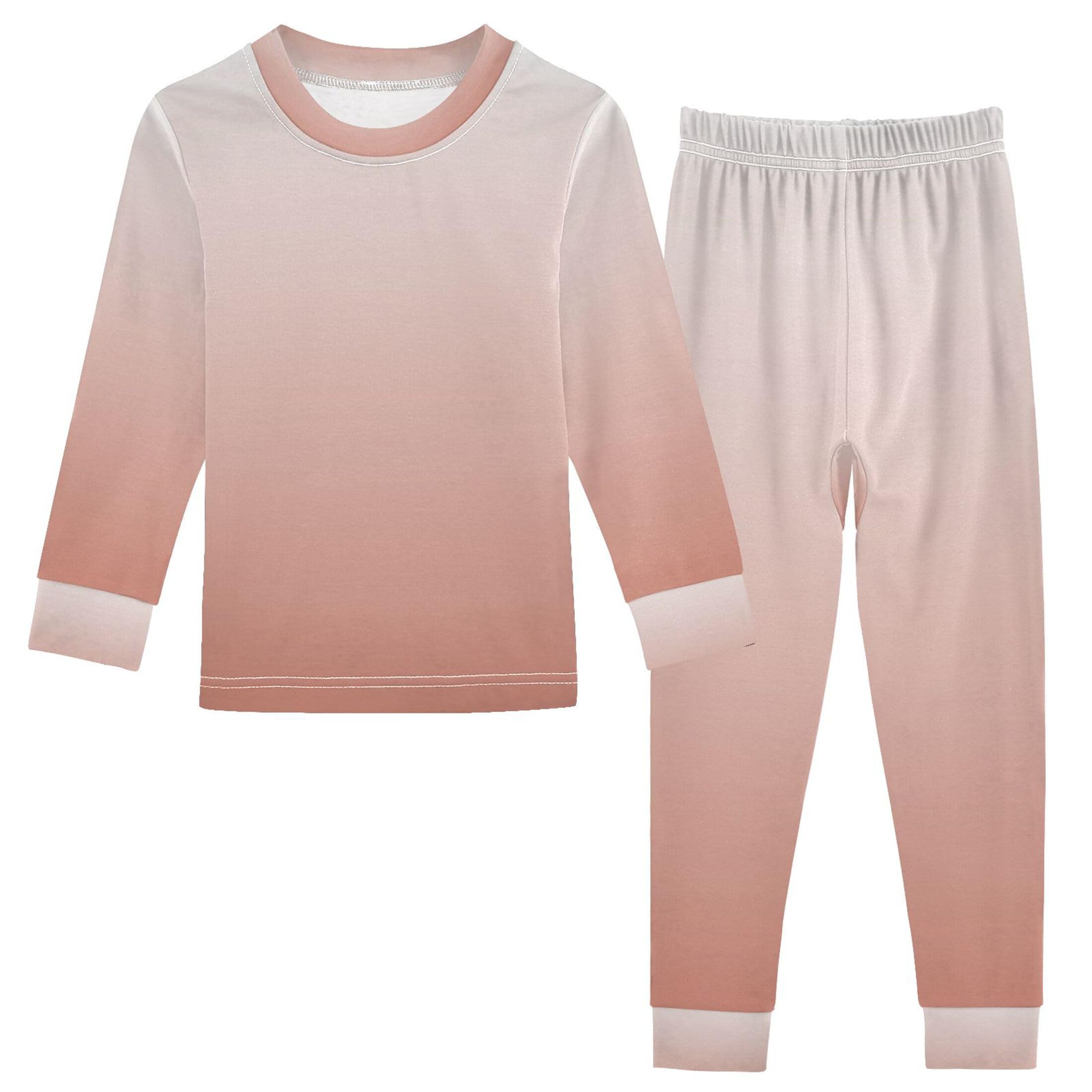 Gradient Dark Pink Long Sleeve Pajamas Set Sleepwear Jammies 2pcs Set Pjs Gradient Dark Pink