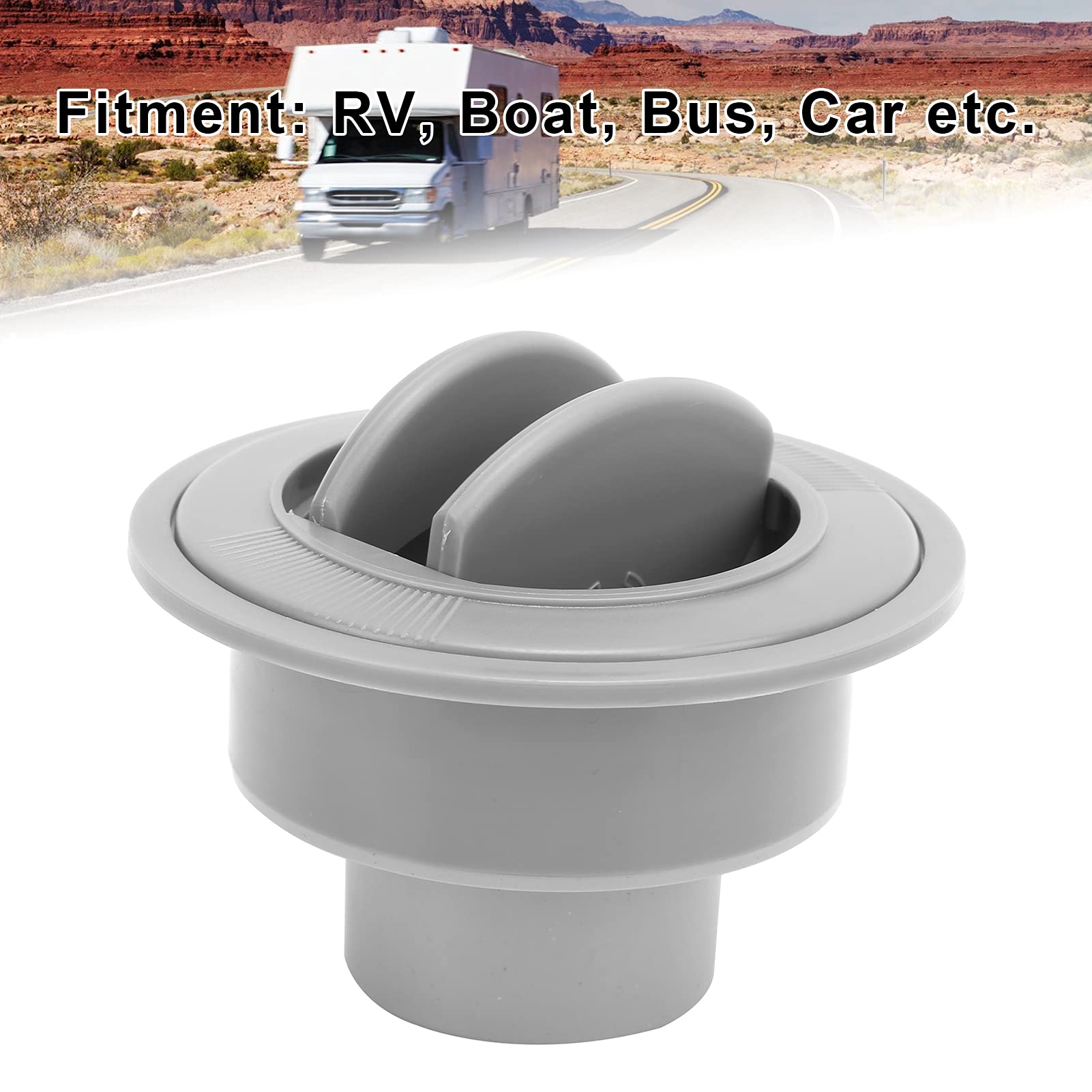 Sortie D'Air Climatisation Voiture Ronde 100x76x47 Mm - Déflecteur ABS Universel Camping-Car Caravane Bateau Gris