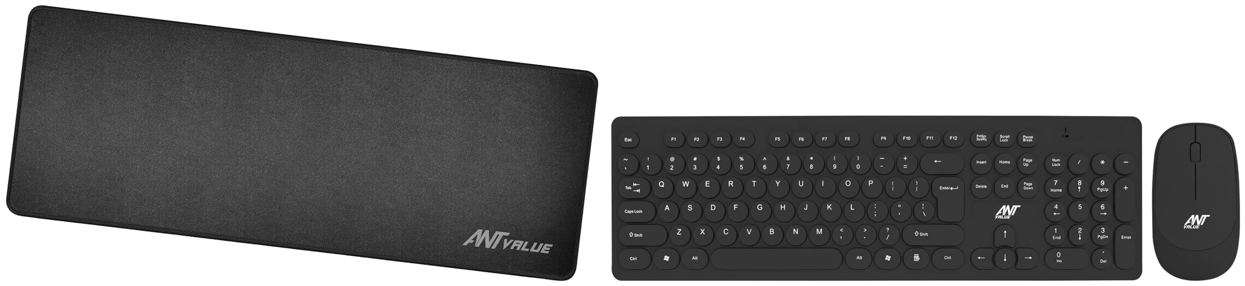 Ant Value FKBRI05 Multimedia Wireless Keyboard & Mouse Combo+Ant Value MM300 Gaming Mouse Pad-L- Large with Stitched Edges, Waterproof Non-Slip Base for Gaming & Office, Black (B0CHB48MH4) Amazon Price History, Amazon Price Tracker