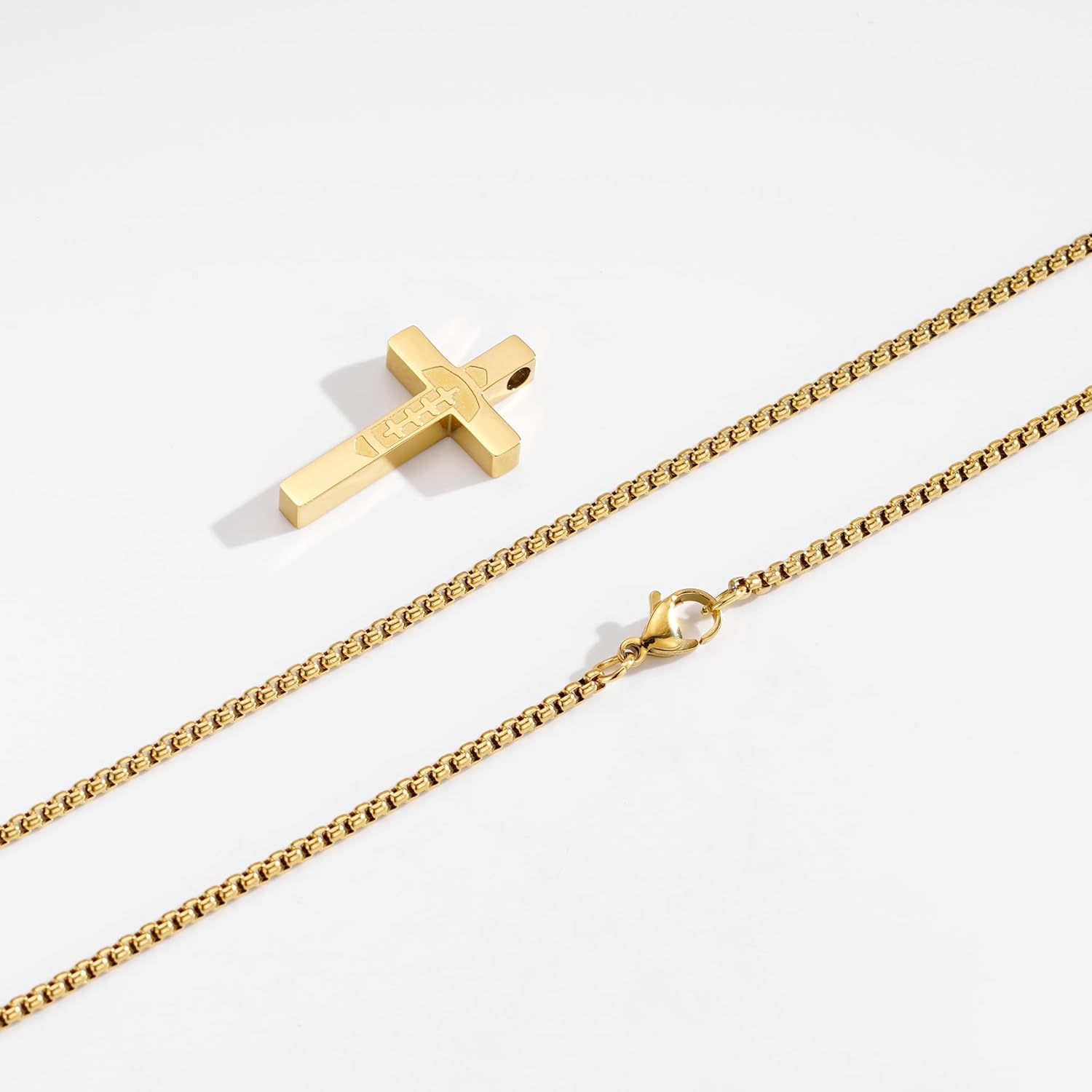 P. BLAKE Football Cross Necklace for Boys Kids Men, Stainless Steel Cross Pendant Chain 16/18/20/22/24 Inches Football Accessories Easter Religious Christian Sports Jewelry Gifts - Image 2