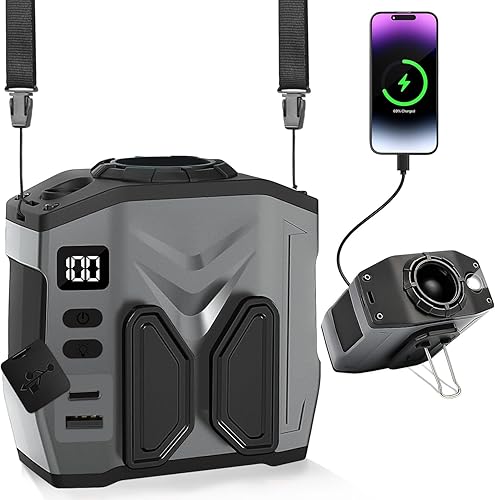 Miniatura 9 de Ventilador portátil de clip para cinturón de cintura 2025 10,000 mAh/20,000 RPM/40H potente motor 100% cobre sin escobillas, ventilador de camisa