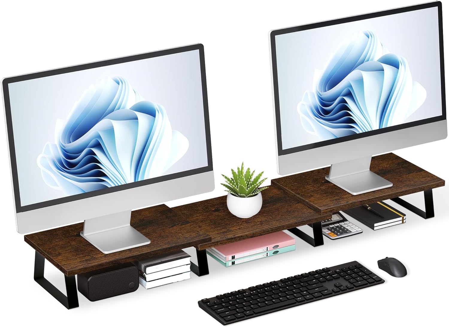 Aothia Large Dual Monitor Stand Computer Monitor Stand, Desk Shelf for Monitor