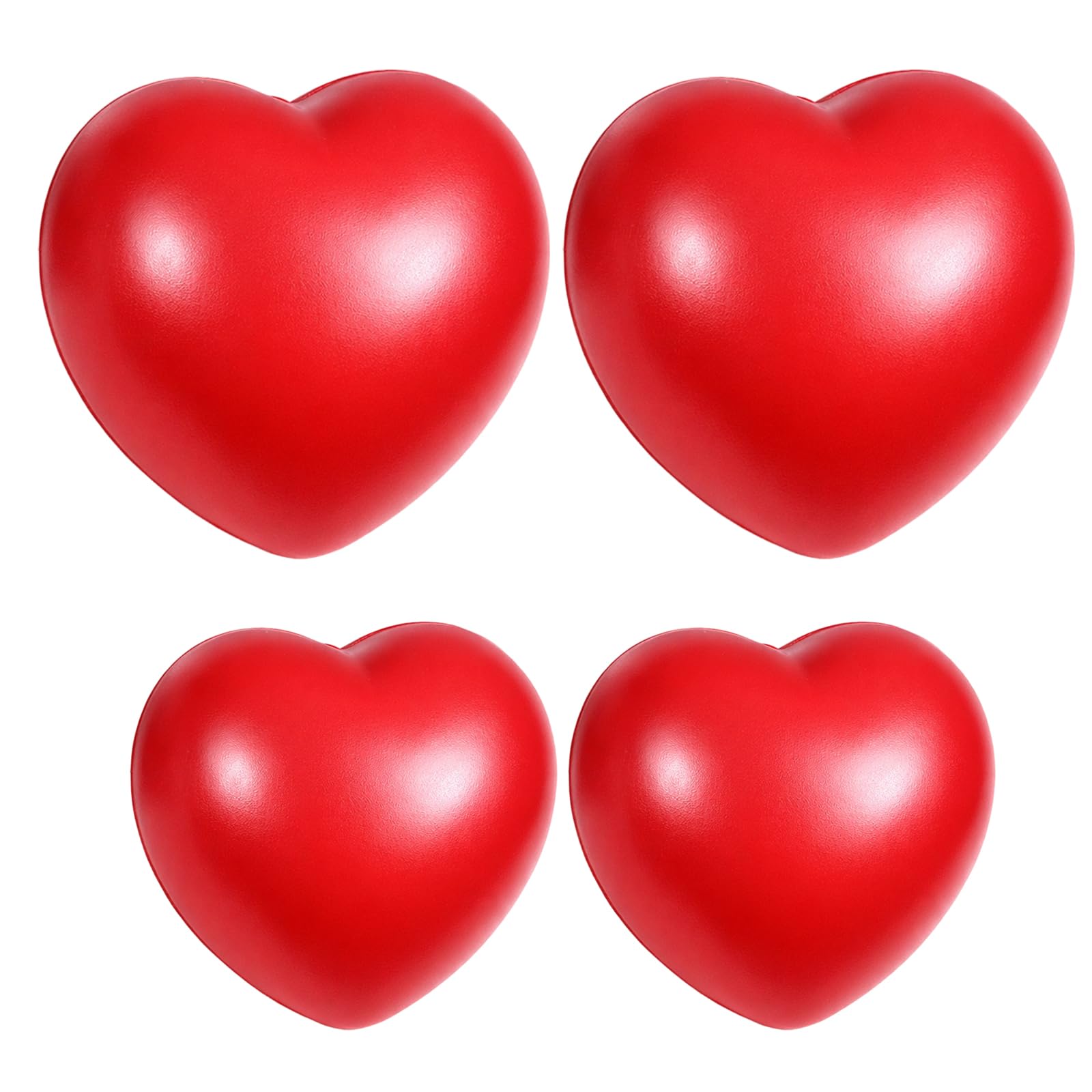 Stress Balls for Adults, Hand Exercise Balls with Heart Shape Design, Portable Stress Relief Tools for Grip Strength Training and Wrist Rehabilitation, Set of Four Red Squeeze Balls