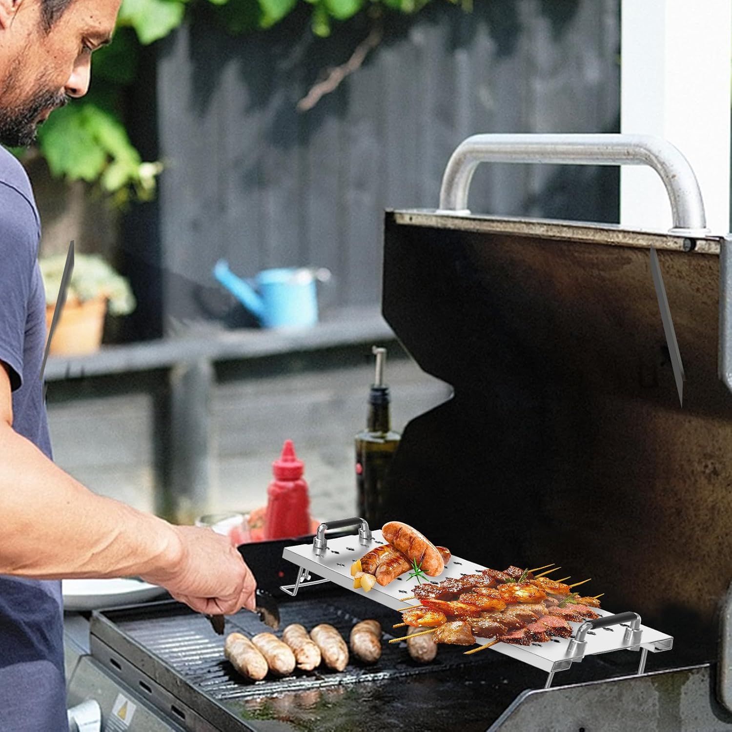 Adjustable Griddle Warming Rack for Flat Top Griddle, Stainless Steel Grill Warming Rack for Blackstone 17 22 28 36 Inch Griddles, Griddle Accessories for Weber for Nexgrill and Other Griddle