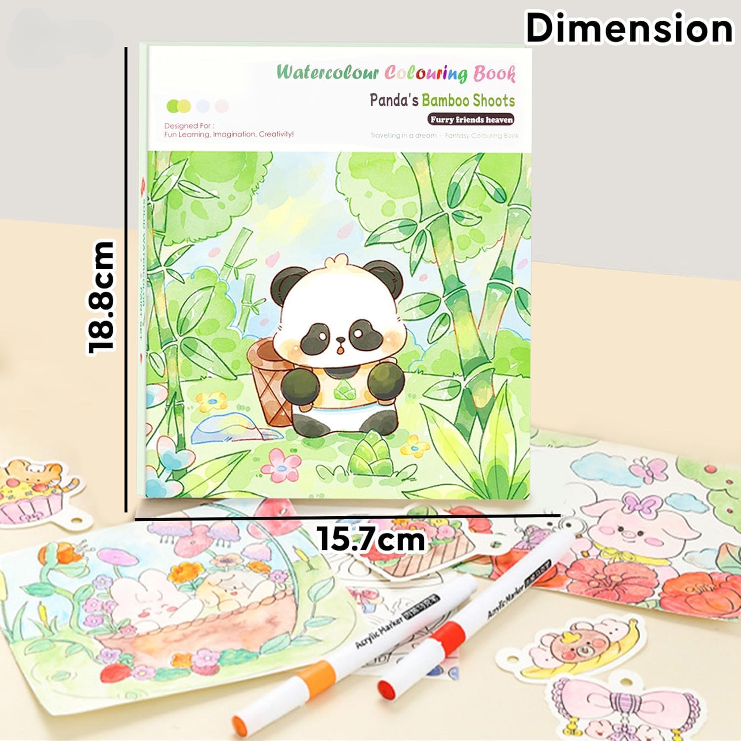 MASTANO Watercolor Painting and Doodle Set for Kids - DIY Graffiti Coloring Note-Book Magic Books with Pigments and Paper, Suitable for Kindergarten and Kids Art Projects with Color (Panda) 1