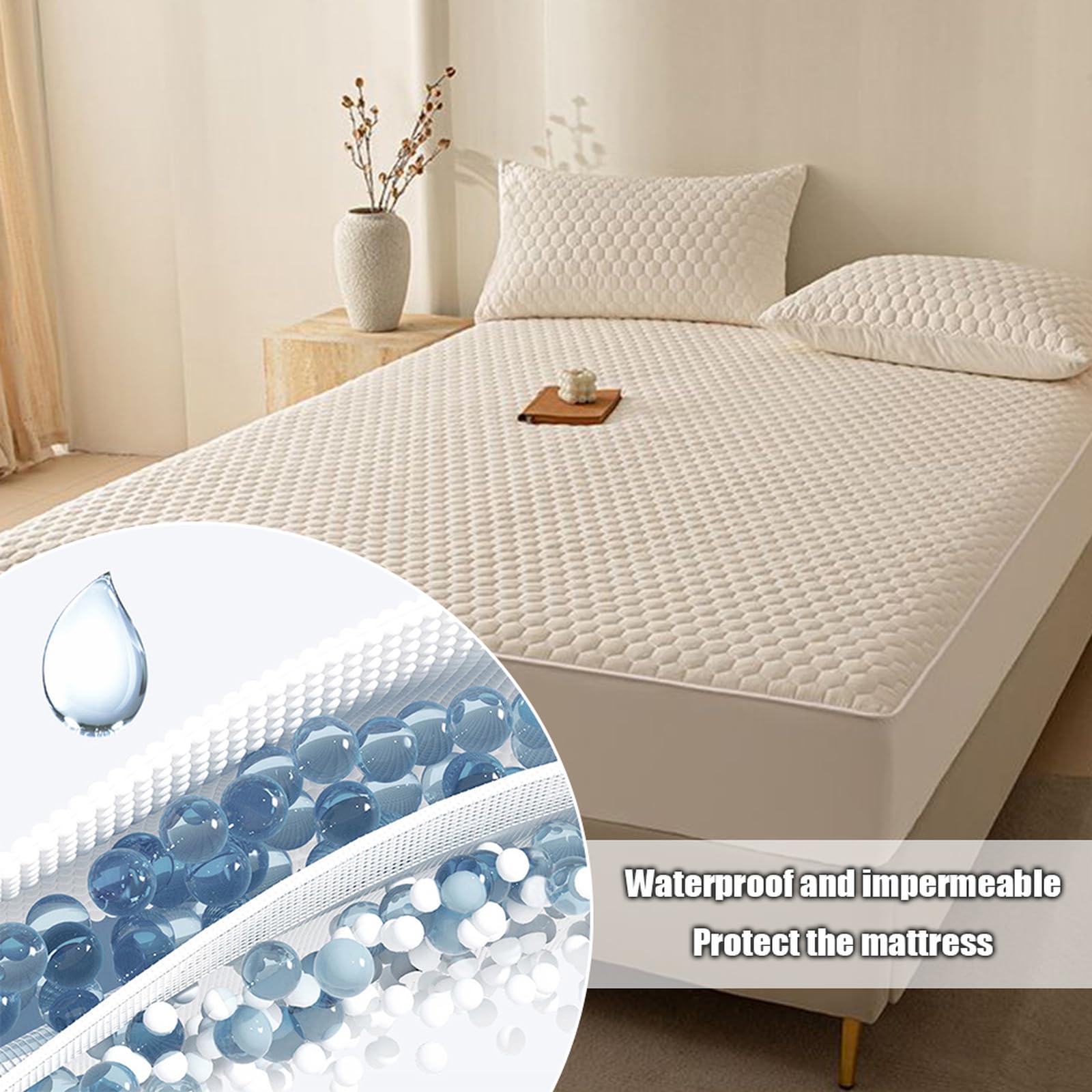 Sábana bajera impermeable de 120 x 200 cm + funda de almohada suave, silenciosa, lavable, transpirable, funda protectora de colchón de 30 cm de profundidad para máxima comodidad