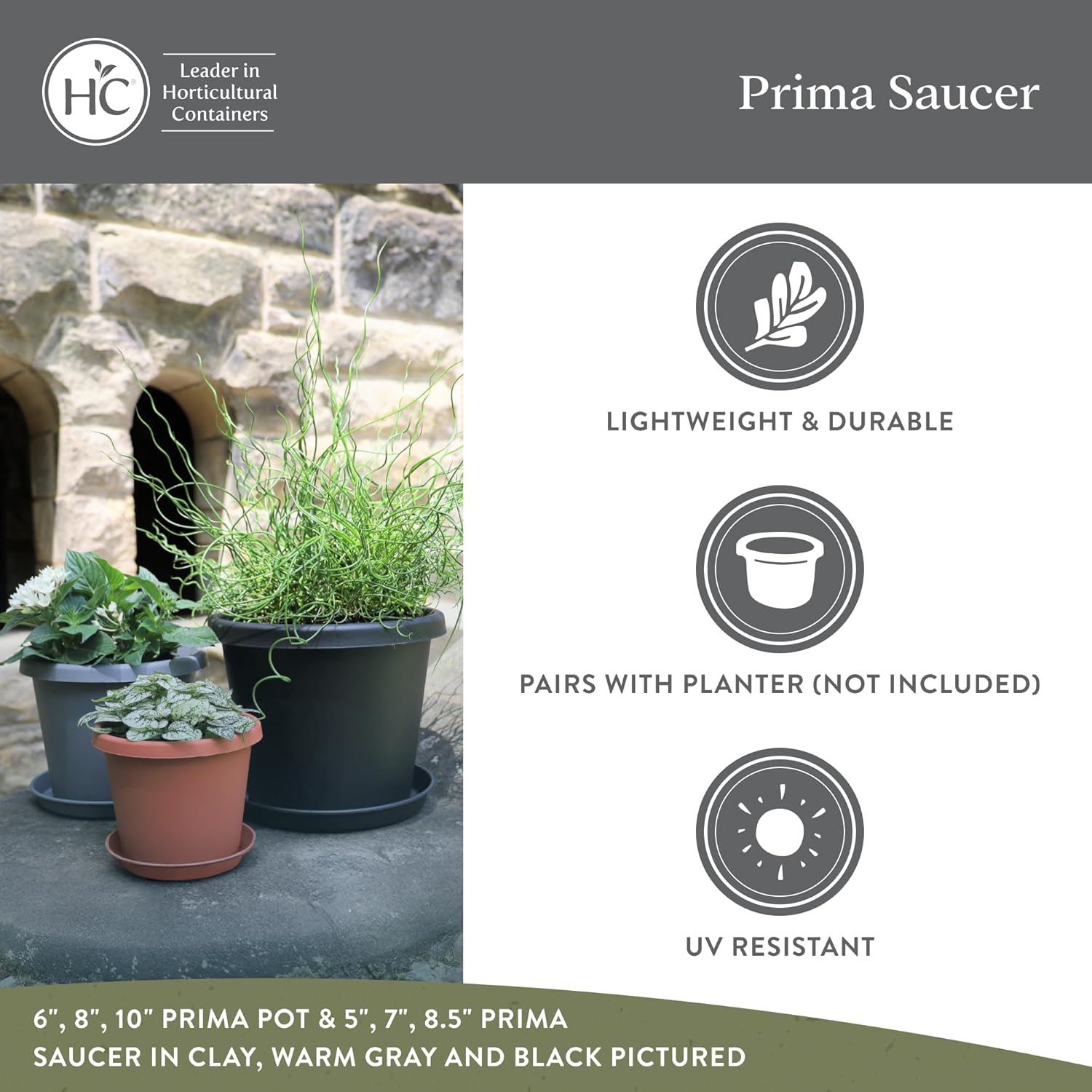The HC Companies 17.5 Inch Prima Round Plant Saucer, Lightweight UV-Resistant Plastic Outdoor & Indoor Flower Pot Tray, 2-Pack Plant Pot Trays for Garden & Home Decor, Twilight Blue