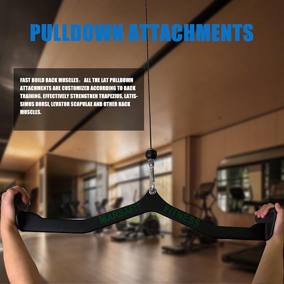 MARSAFIT LAT Pulldown Attachments, Rowing T-bar V-bar, Cable Machine Attachment, LAT Pull Down Bars, Back Tricep Bar Strength Training Handle for Home Gym Fitness,Pulley Cable Machine Attachments.