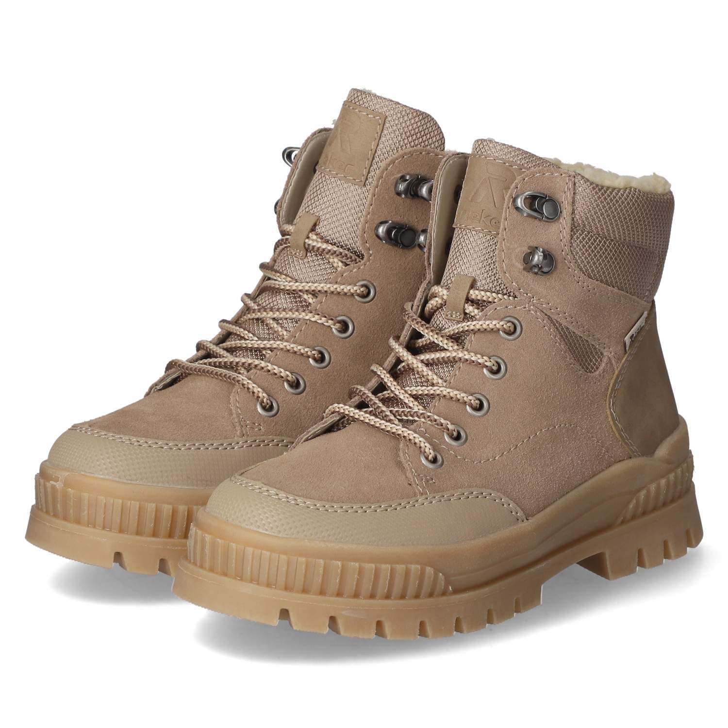 Rieker W2176-00 Schnürstiefel Leder und Synthetik Damen in schwarz