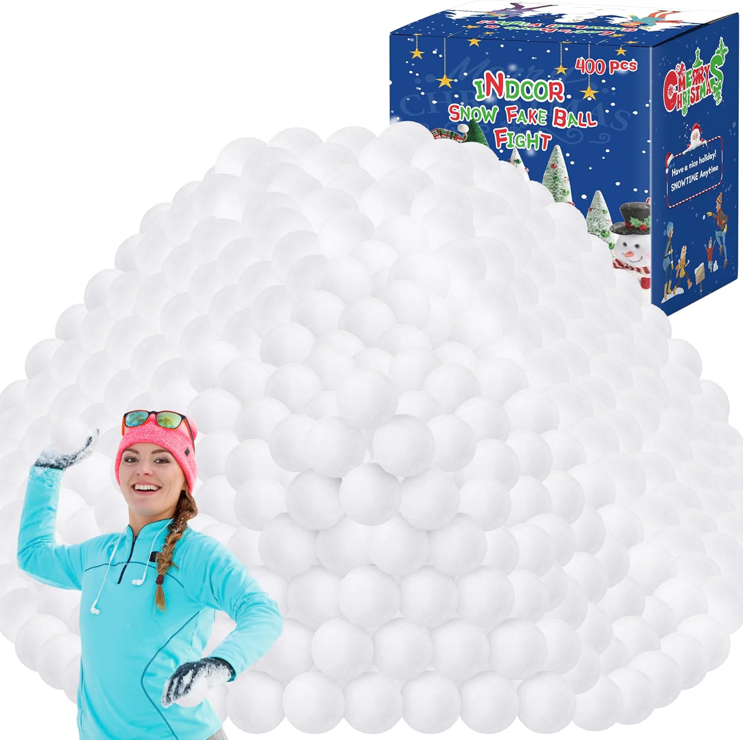 150 Pack Snow Toy Balls for Kids Indoor, Indoor Snow Fight Ball Set, Snow Fake Ball Kid Toys, Artificial Snow Soft Balls for Outdoor Throwing Game Christmas Decorations Party Present