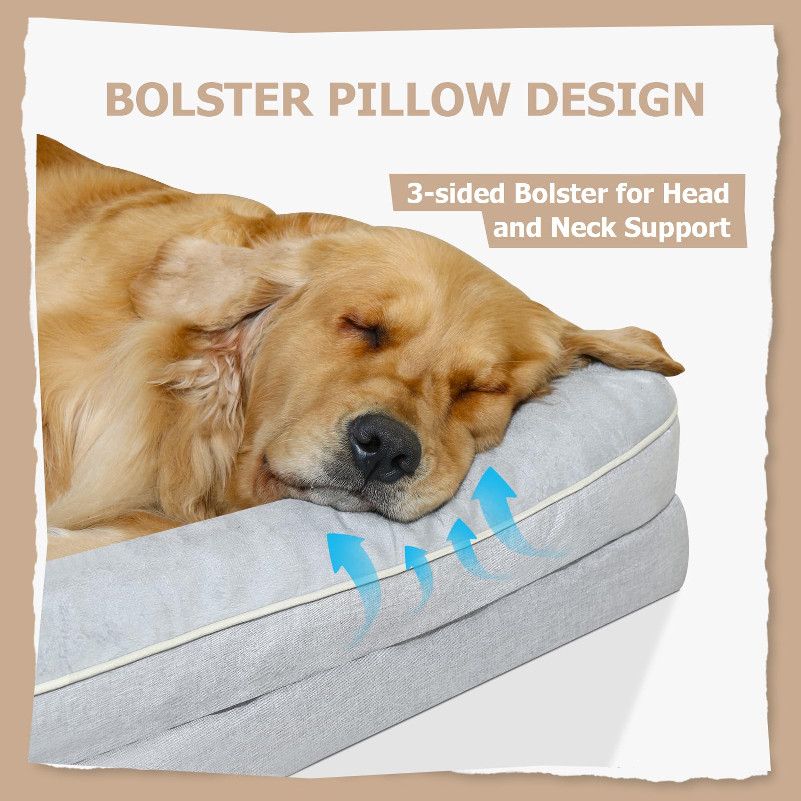 Dokdogs Orthopedic Dog Bed XLarge Sized Dogs- Waterproof Memory Foam XL Pet Couch Bed with Removable Washable Cover & Non-Slip Bottom, Giant Dog Sofa Beds (XL, Grey)