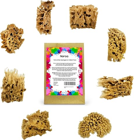 NAROA Artist Natural Sea Sponges for Painting, 8 Pack
