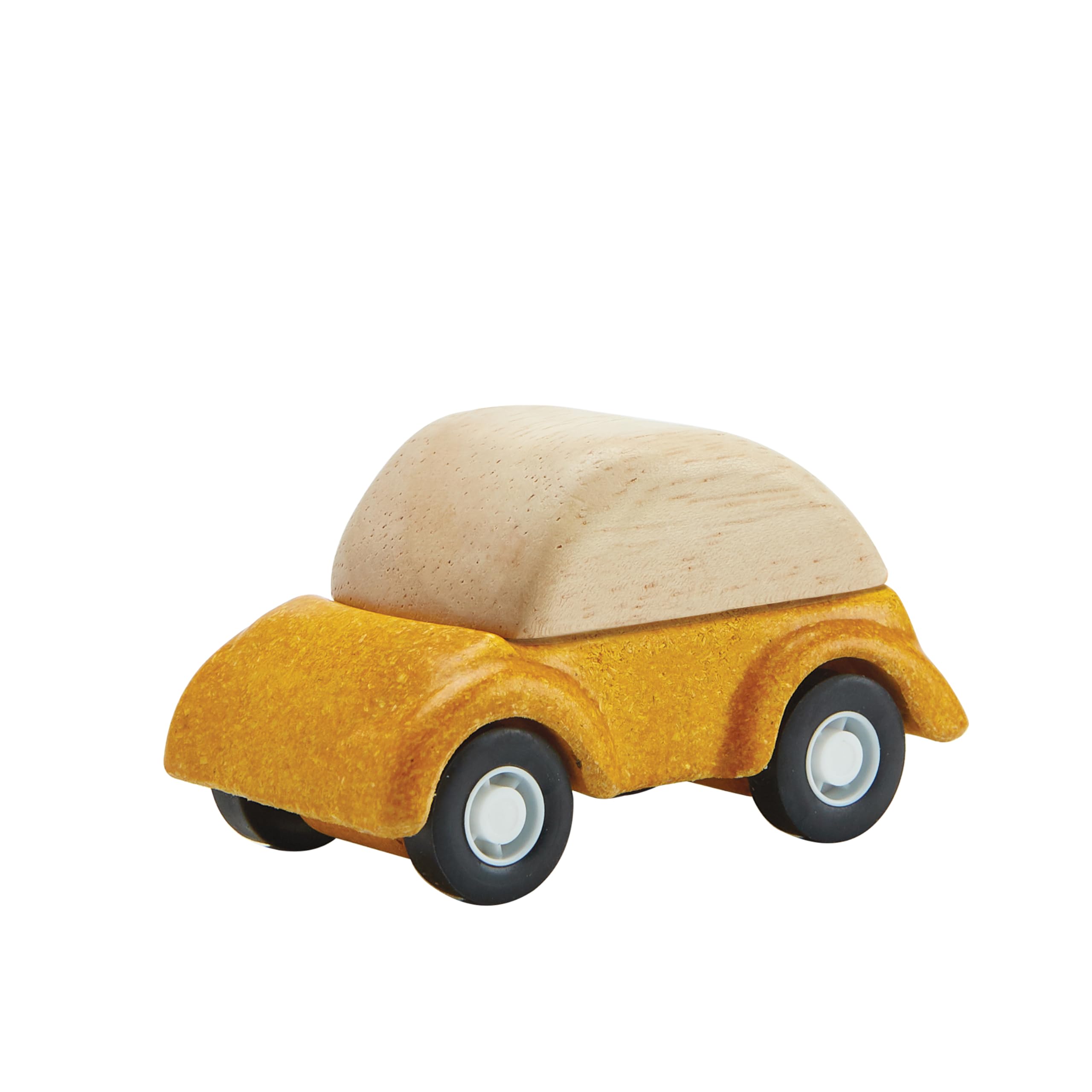 PlanToys® Yellow Car Wooden Montessori Vehicle Kids Indoor Outdoor Play Toy
