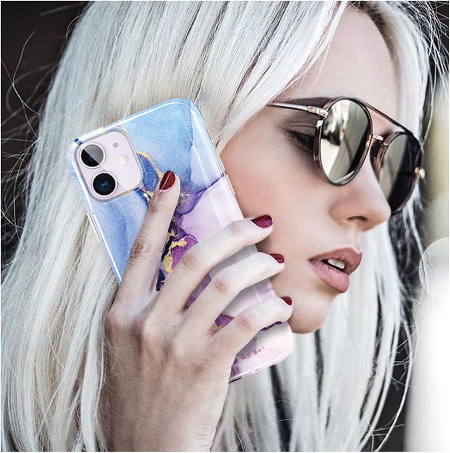 luolnh iPhone 11 Case,iPhone 11 Case for Men,Gold Glitter Sparkle Marble Design Shockproof Soft Silicone Rubber TPU Bumper Cover Skin Phone Case for iPhone 11 6.1 inch(Blue/Pink/Purple)