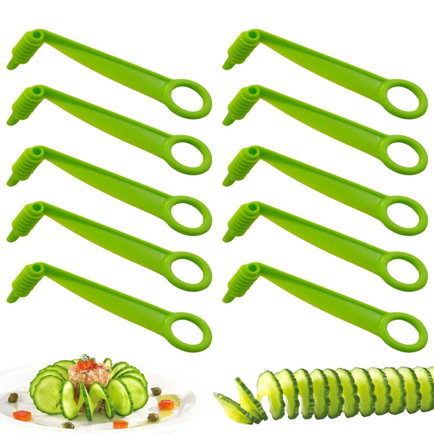TVSVKWE 10 Pieces Green Spiral Slicer, Creative Chipper, Manual Slicer, Kitchen Tools, Baking Accessories.