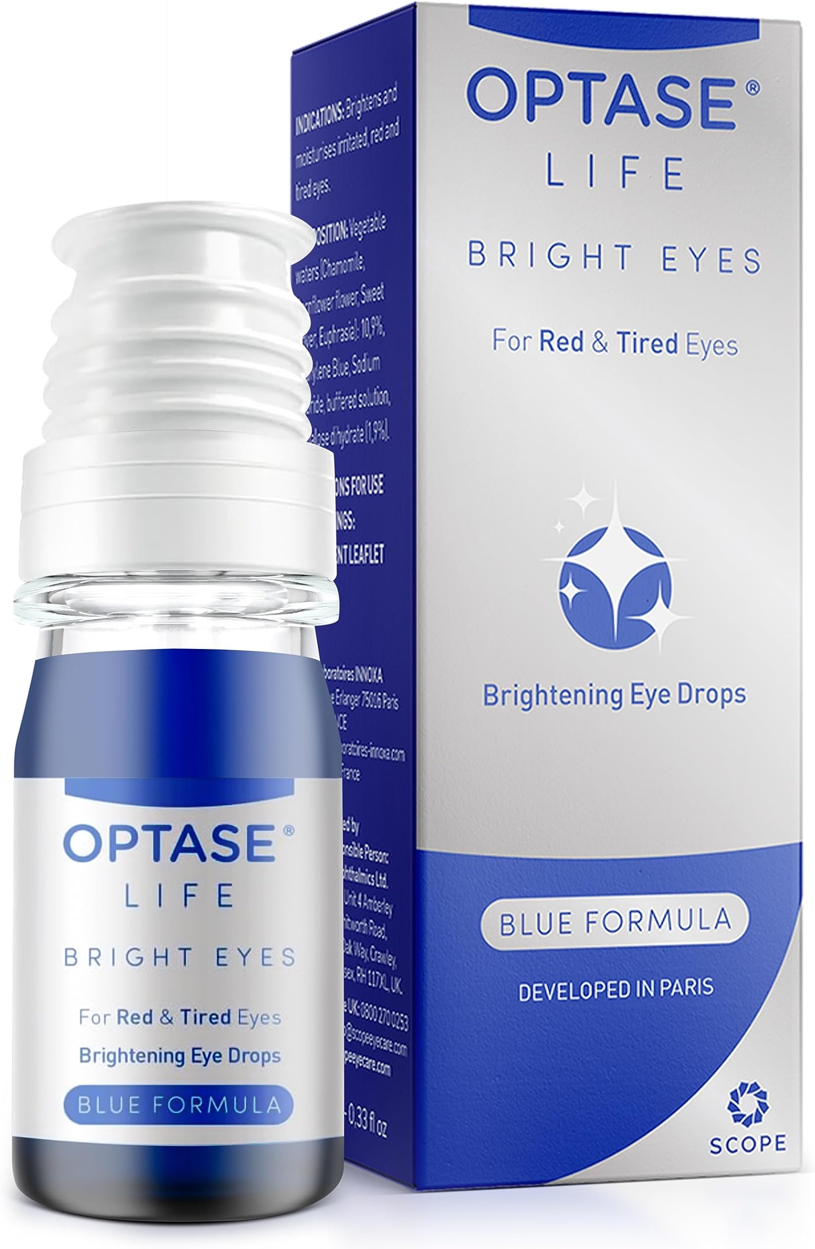 Optase Life Bright Eyes - Brightening Eye Drops for Irritation, Redness, and Tiredness Relief