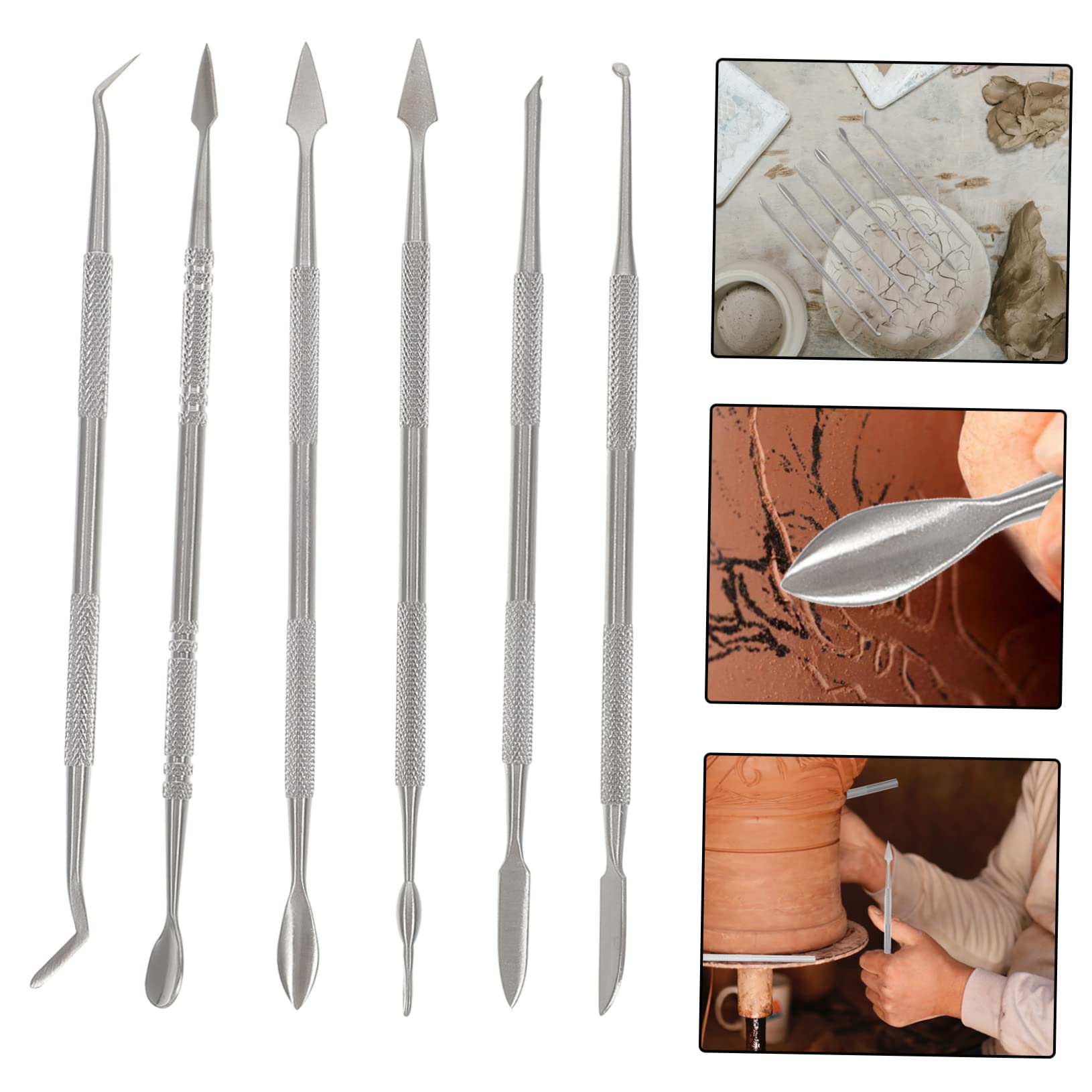 VILLCASE 5 Series Herramientas Para Esculpir Arcilla De Acero Inoxidable Kit Multifuncional Para Modelado De Mango Ergonómico Y Doble Cabeza Para Uso Profesional Y Aficionado 6 Piezas X 5