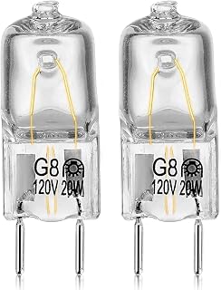 Microwave Light Bulb for GE Samsung Kenmore Maytag Elite Over The Stove Range Microwave Oven, Halogen Light Bulb with G8 Bi-pin Base 20W Under Microwave Light, Replaces WB25X10019 WB36X10213, 2 Pack