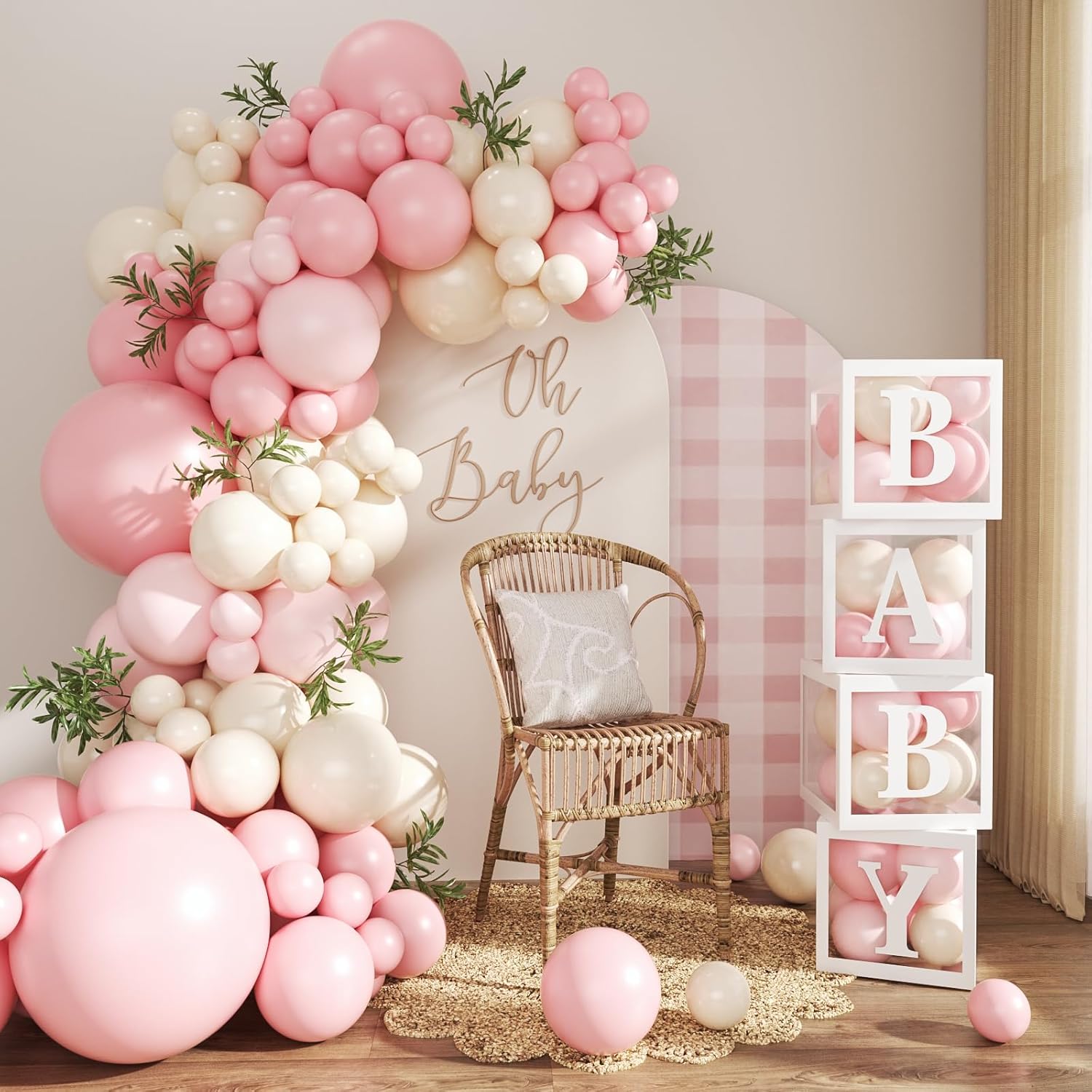 Dusty Blue Balloon Baby Shower Decorations for Boy, 132Pcs Blue Balloon Arch Garland Kit Baby Boxes with Letters for Boy Boho Baby Shower Gender Reveal Birthday Party Decorations