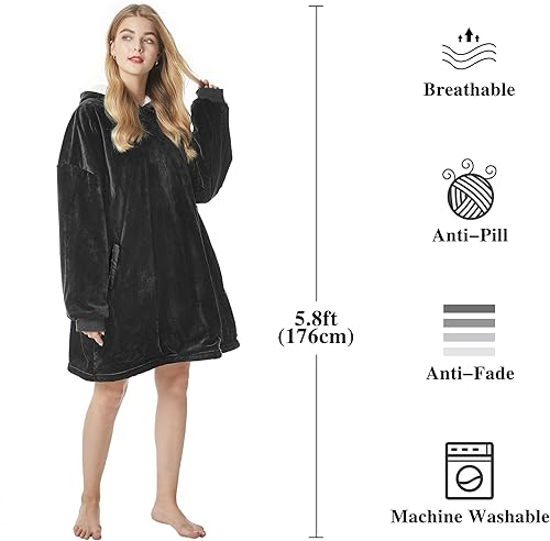 Miniatura 5 de Felicigeely Blanket Hoodie Wearable Blanket Sweatshirt Oversized Hooded Blanket Sweater Gift for Women