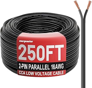 16 Gauge Low Voltage Landscape Wire 2 Conductors Low-Voltage Wire Hookup LED Lighting Strips Flexible Cable Copper Clad Aluminum(16AWG 250FT)