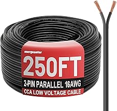 16 Gauge Low Voltage Landscape Wire 2 Conductors Low-Voltage Wire Hookup LED Lighting Strips Flexible Cable Copper Clad Aluminum(16AWG 250FT)