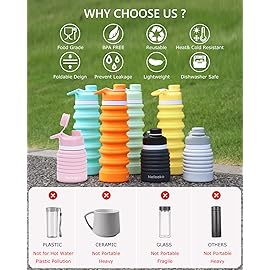 Nefeeko Collapsible Water Bottle, 26oz Silicone Foldable Water Bottles Leakproof BPA Free Travel Water Bottles with Carabiner, Portable Sport Water Bottles for Camping,Hiking Outdoor Indoor Sport