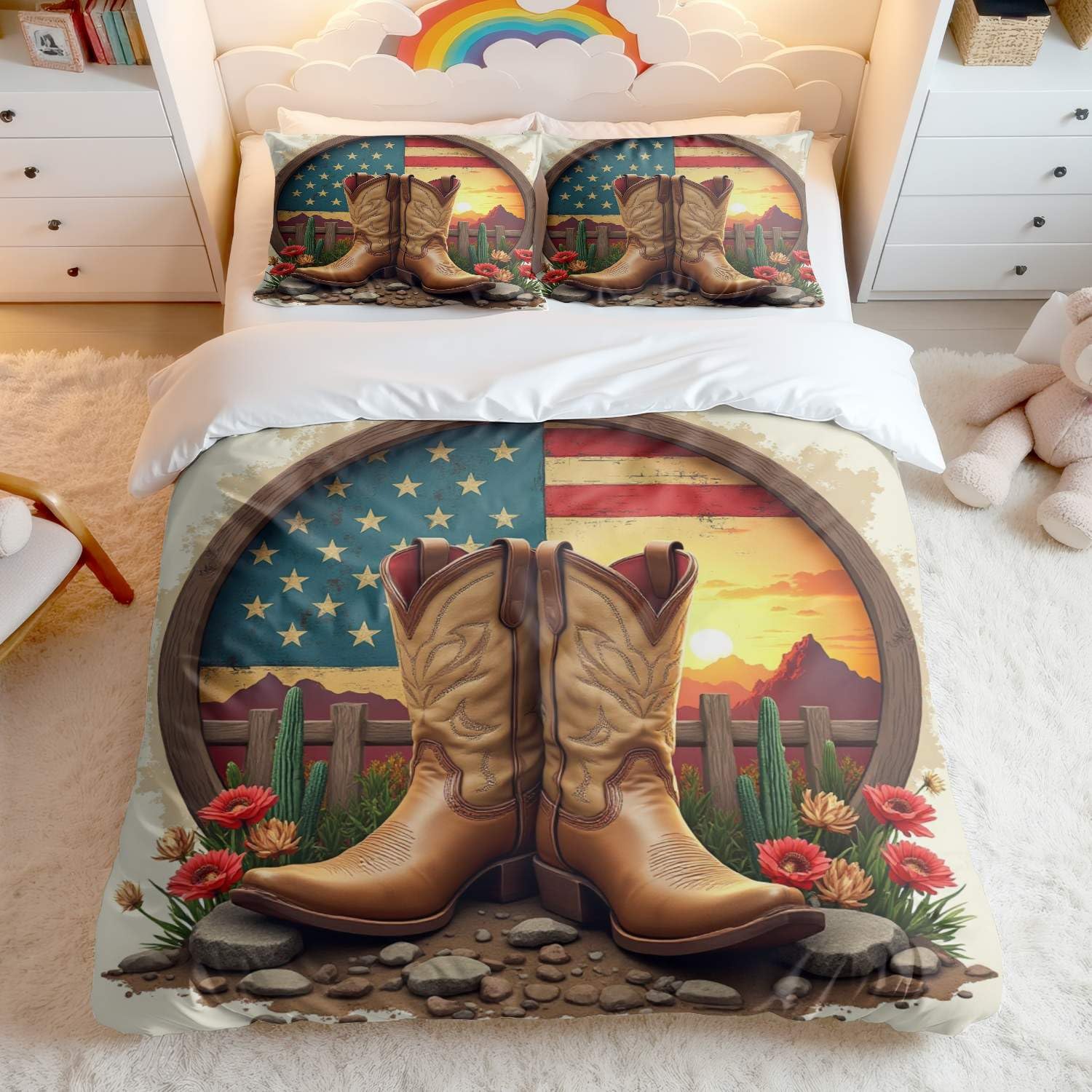 Parure de lit bottes de cowboy occidentales vintage pour transformer votre chambre de couple