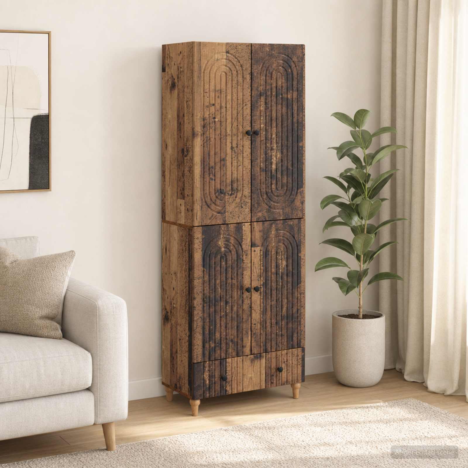 2-częściowy zestaw szafek, 66 x 34,5 x 95 cm, materiał drewnopochodny, montaż ścienny, uniwersalny, do salonu, biura, jadalni, sypialni, ogrodu, balkonu, tarasu