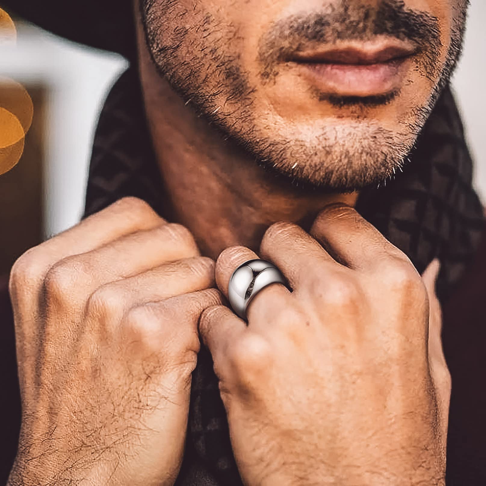 Bandmax Vintage Anillo Grande Elegante con Vegvisir Vikingo Triqueta, Anillo Liso Apilable Tallas 54.4-72.2 Acero Inoxidable