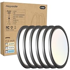 6PACK LED Flush Mount Ceiling Light 3CCT Selectable 3000K-4000K-6500K 100W Equivalent Disc Closet Ceiling Light Fixture 7Inch 15W
