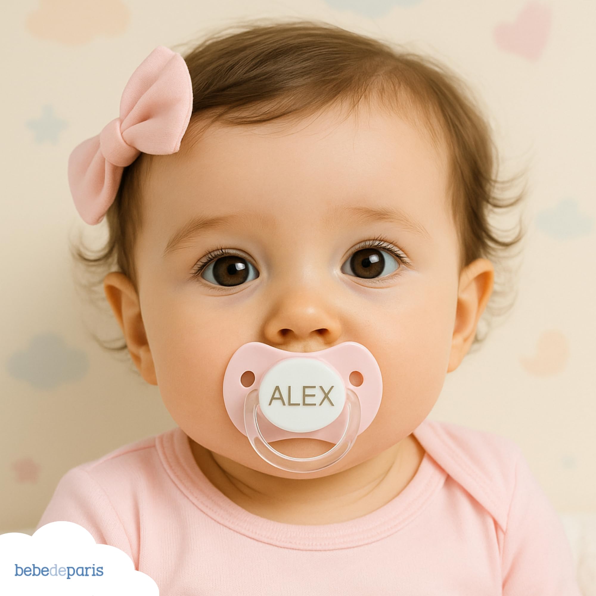 Regalo personalizzato per la nascita | 2 Ciucci per Bambini Personalizzati | per Neonati 0/6 Mesi Senza BPA i orsacchiotto personalizzato in scatola personalizzata | BebeDeParis
