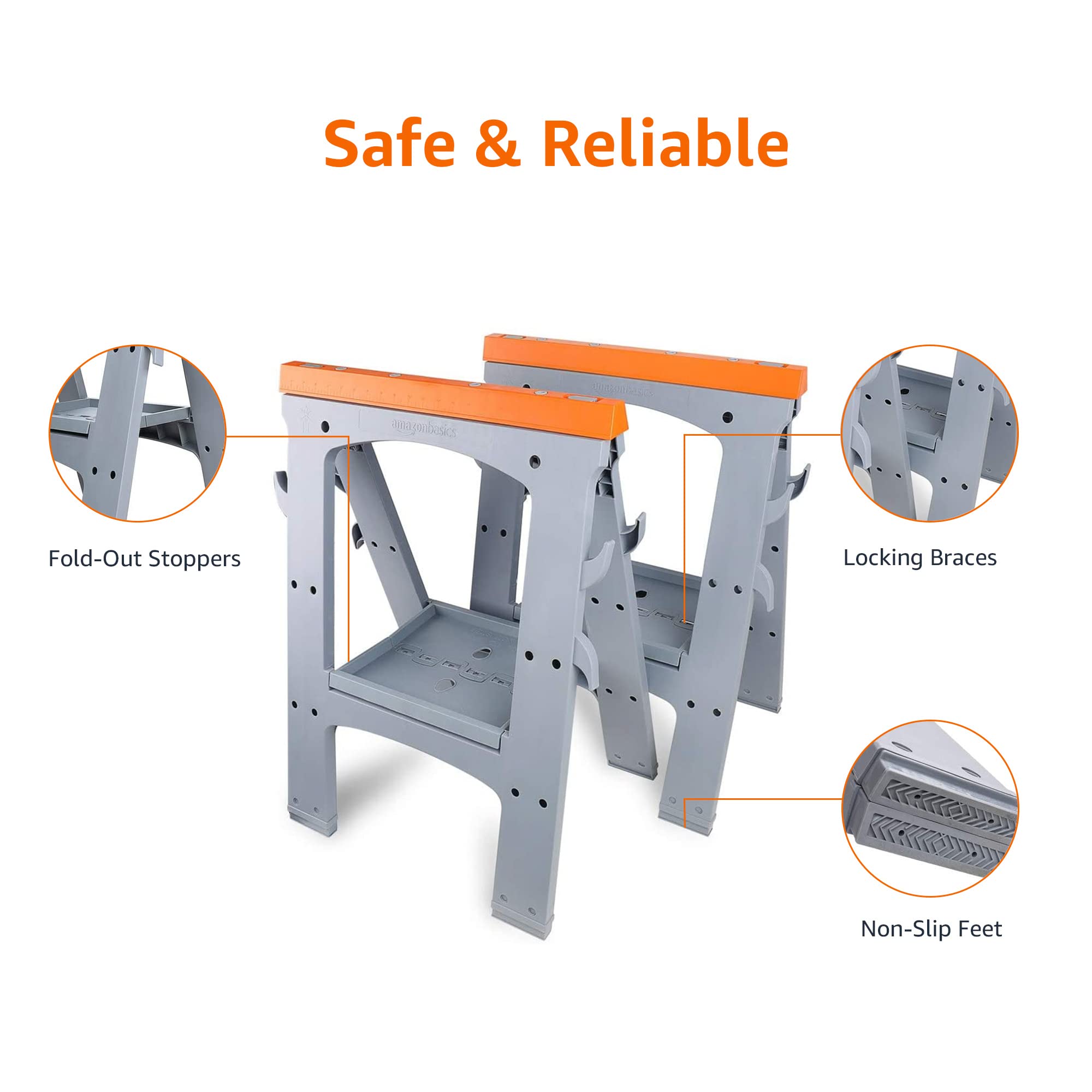 Amazon Basics Folding Sawhorse - Set of 