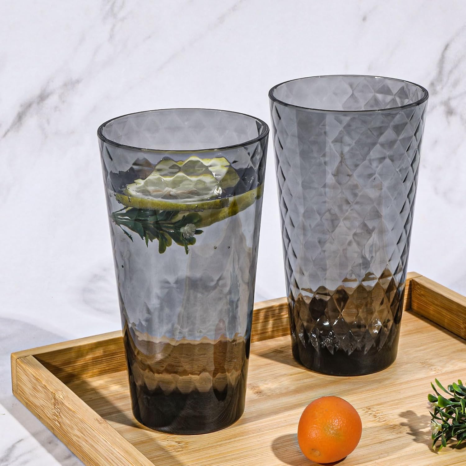 BPA-Free Plastic Tumblers 8 Pack (8x22oz) | Reusable Dishwasher Safe | Stackable Shatterproof Cups | Plastic Drinkware & Drinking Tumblers for Restaurant, Home, Party - Image 4