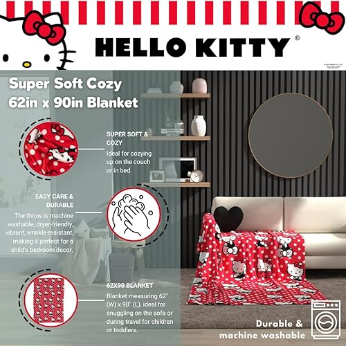 Miniatura 68 de Collectibles Hello Kitty & Friends - Manta súper suave y acogedora, 62 x 90 pulgadas, (producto oficial) por Franco