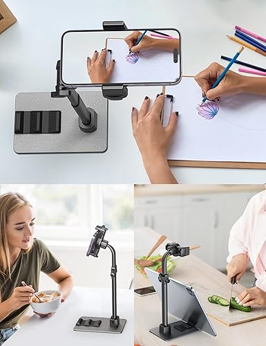 Miniatura 6 de Soporte ajustable para teléfono celular para escritorio, [base estable fuerte], altura máxima de 15.4 pulgadas, soporte alto superior para