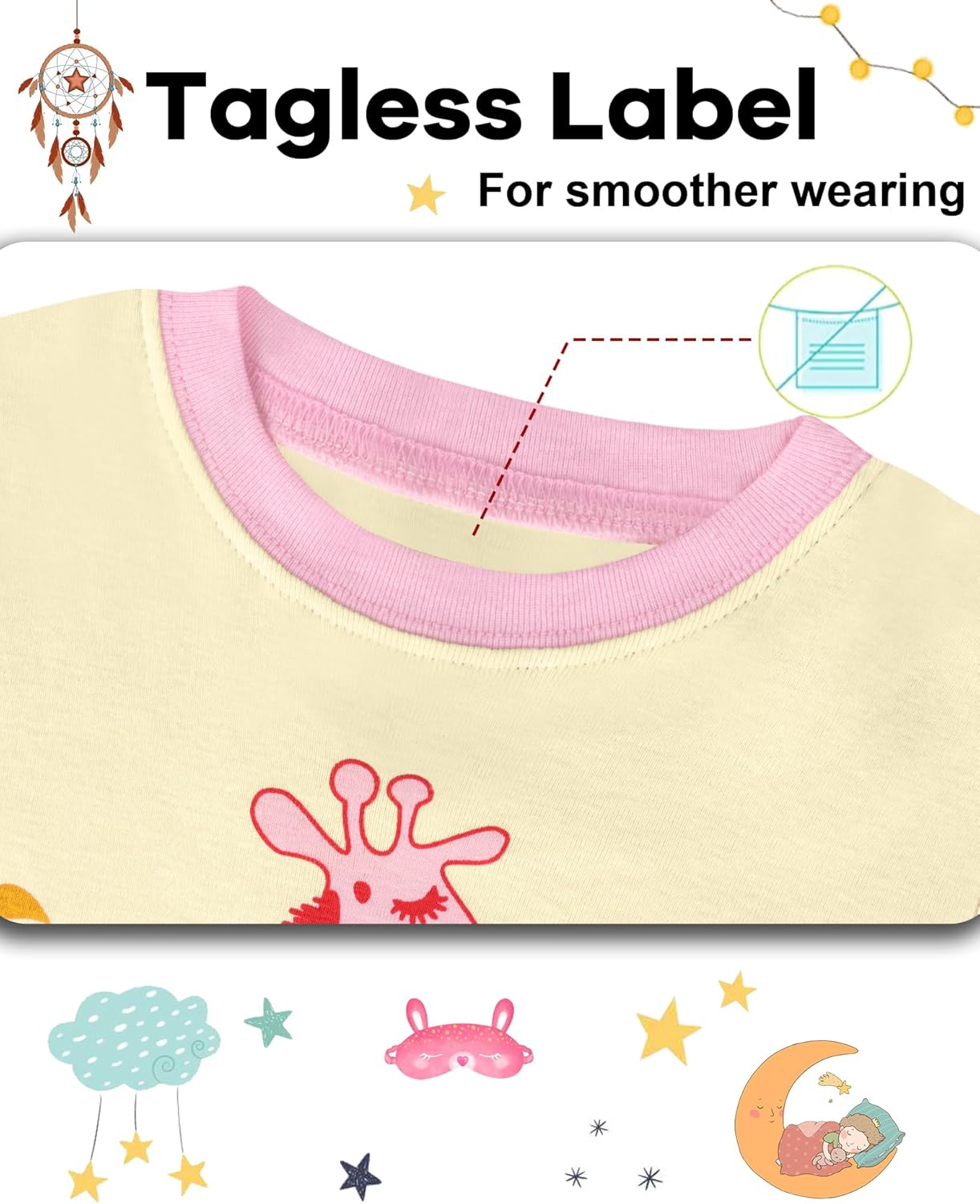 DAUGHTER QUEEN Girls Summer Pajamas Set 4 Pieces 100% Cotton Sleepwear Size 18 Months-12 Years - Image 2