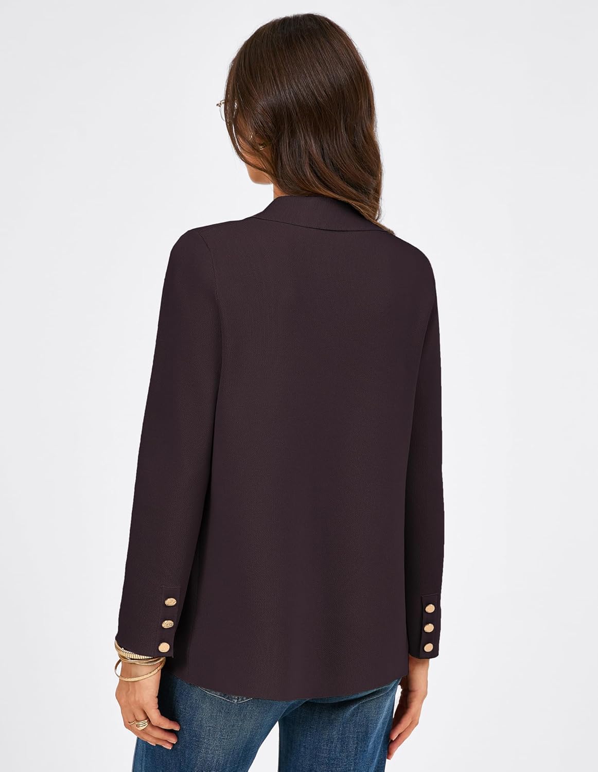 GRACE KARIN Sweater Blazers for Women Business Casual Long Sleeve Open Front Work Office Cardigan Suit Jackets with Pockets - Image 6