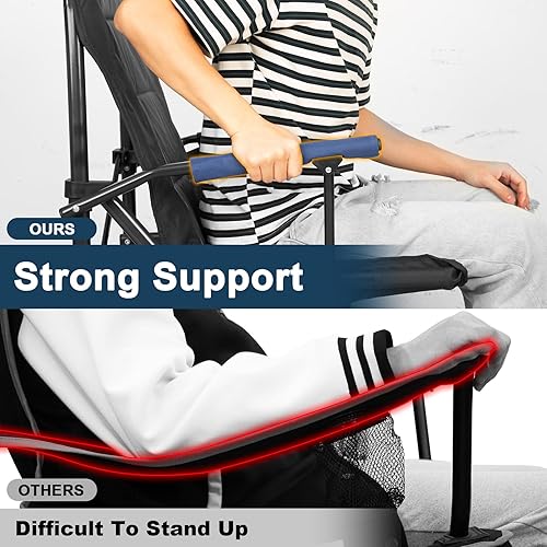 Miniatura 6 de Romswi Sillas de campamento térmicas de gran tamaño, paquete de 2 con reposabrazos duro, soporta 500 libras, sillas plegables con bolsillos