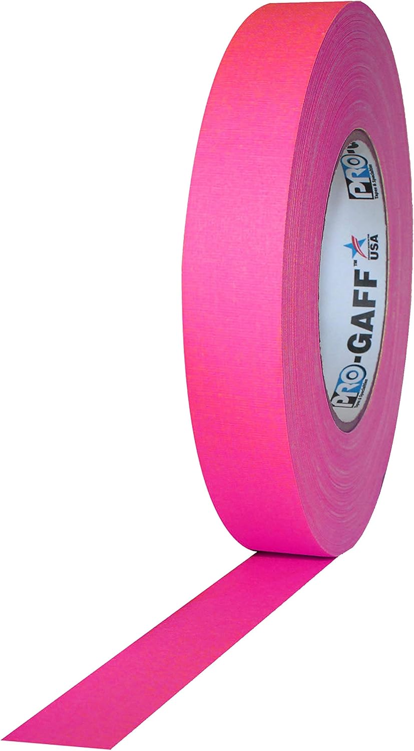 Pro Gaff/Gaffers Tape .5, 1, 2, 3, 4 Inch Widths X Variable Lengths, 1 Inch, Fl. Pink