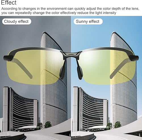 Miniatura 5 de YIMI Gafas de sol fotocrómicas polarizadas para hombre, para deportes al aire libre, conducción y ciclismo, antideslumbrante, UV400, gafas ligeras