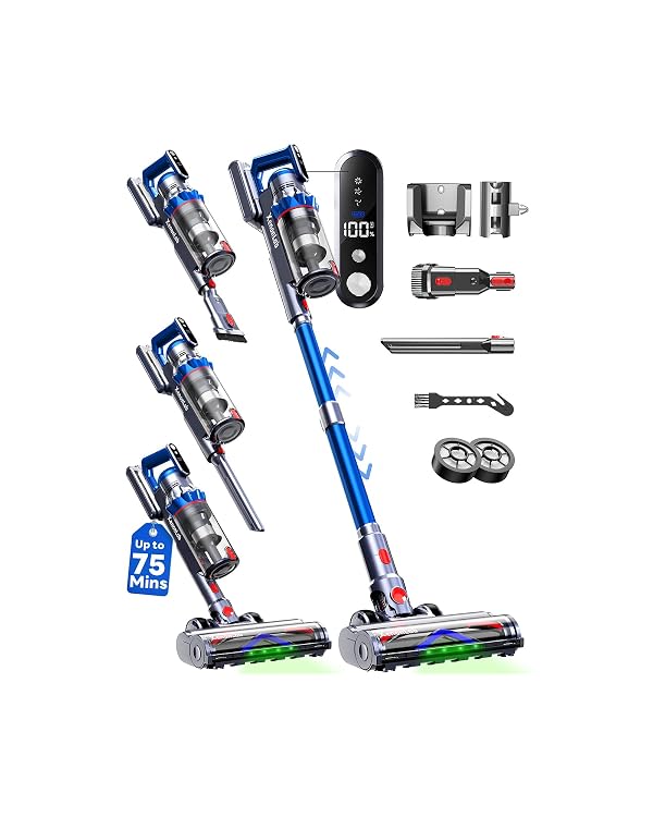 XenonLab Cordless Vacuum Cleaner, 75Mins/55KPa/650W Freestanding Stick Vacuum Cleaners for Home, Rechargeable, Lightweight, Cone Filtration&Anti-Tangle, for Hard Floor, Carpet, Hardwoods, Pet Hair by XenonLab - Used condition - US$132.99