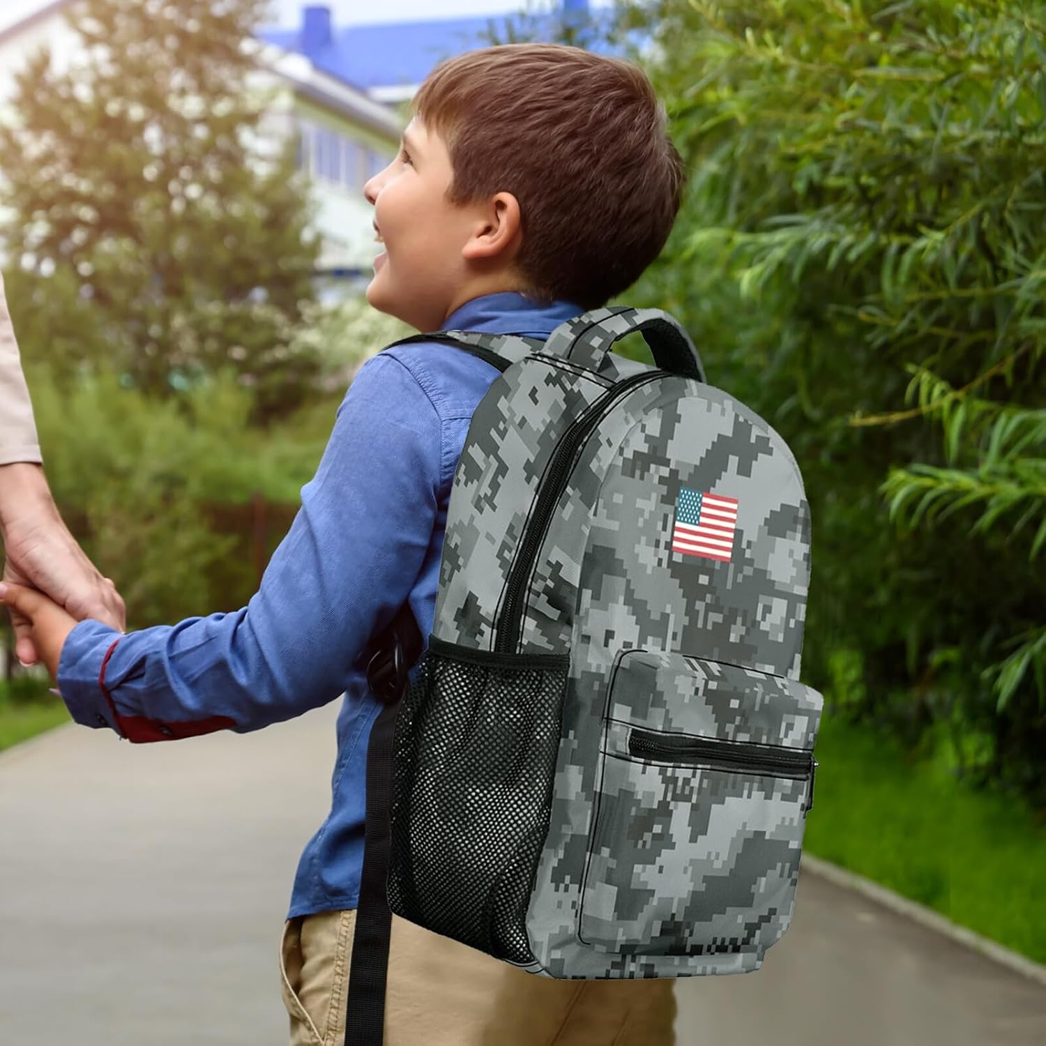 M YESCUSTOM Camo backpack for boys, Vintage USA Flag Backpacks for Students, Lightweight Book Bags Laptop Boys Girls Teen Gifts