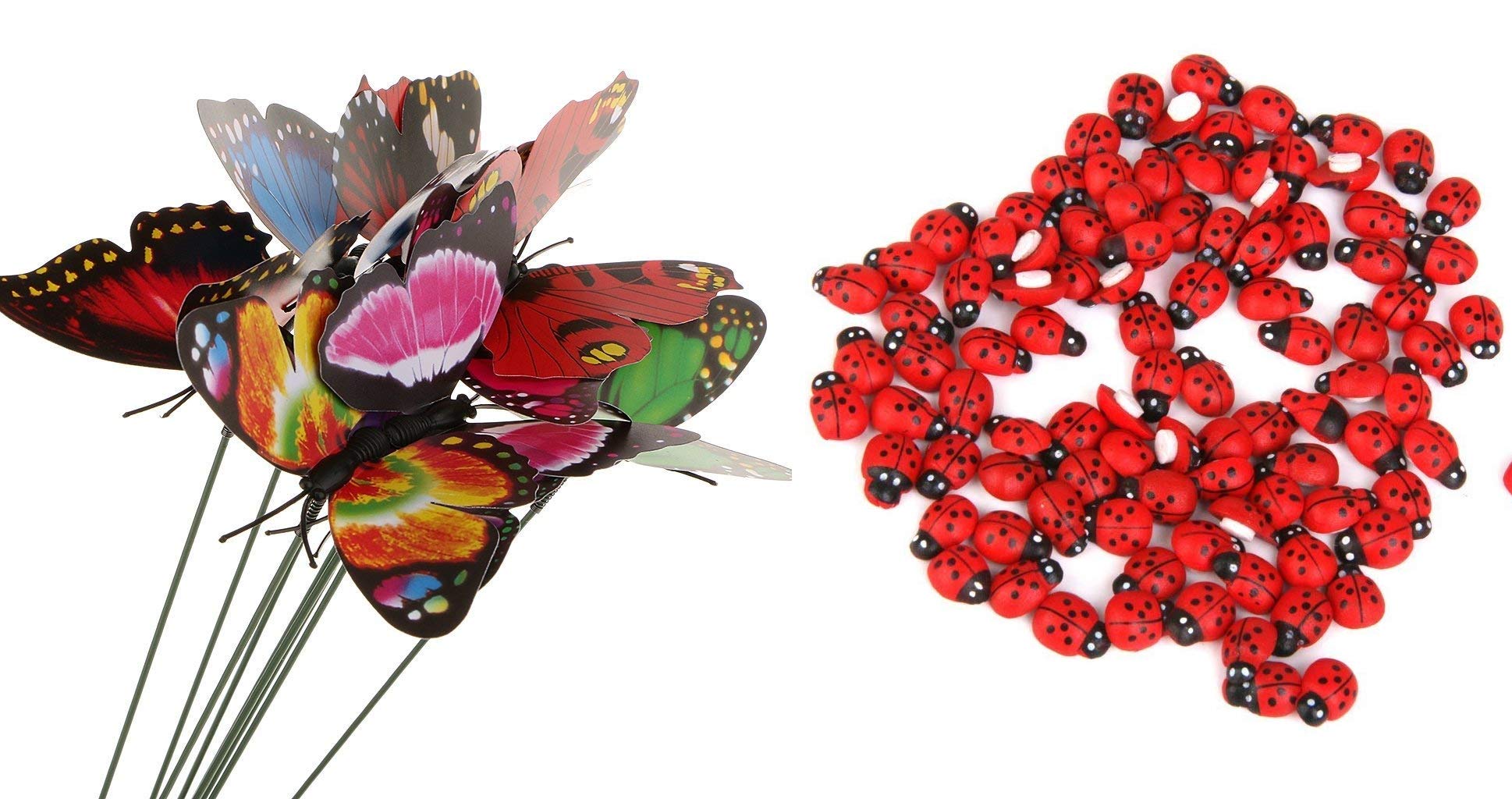 Krisah 10 pcs Butterflies Stakes & 20 pcs Ladybugs Garden/Plant Décor, Multi Color, Small (B08RXBGZQD) Amazon Price History, Amazon Price Tracker