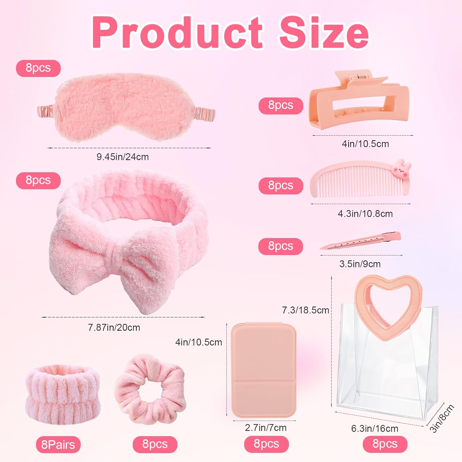 80 Pcs Spa Sleepover Party Supplies for Girls, Spa Party Slumber Favors for Women, Headband Eye Masks Hair Scrunchie Wristband Hair Clips Handbag for Sleepover Favors Supplies