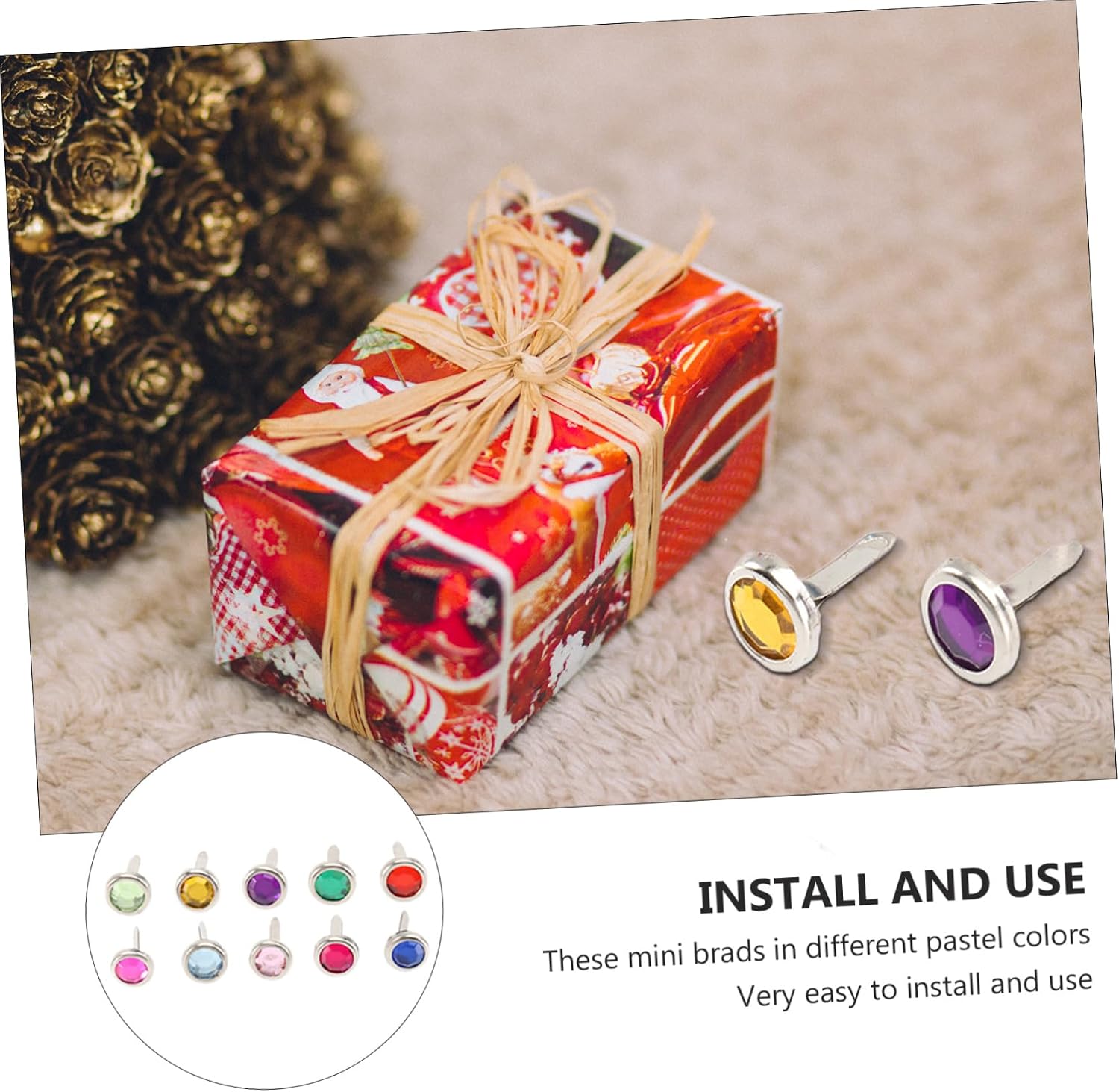 MOKKHNB 100Pcs Mini Round Brads Metal Paper Fasteners for Scrapbooking Crafts DIY Projects Assorted Pastel Colors Easy Installation Durable Design