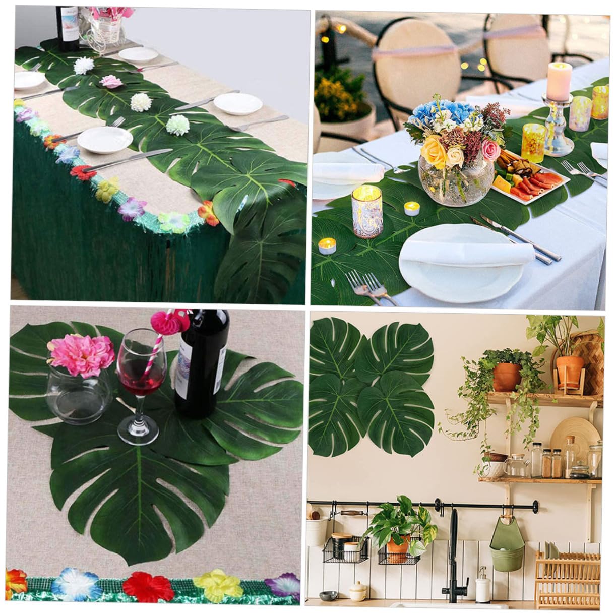ABOOFAN 5 Set Di Foglie Artificiali Finte Decorative Per Casa Ufficio Festa Fogliame Tropicale Decorativo 12 Pezzi * 5