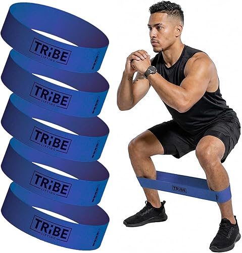 Vista 12 de Tribe Lifting - Bandas de resistencia de tela para glúteos y piernas Juego de 5 bandas de tela para entrenamiento Bandas gruesas de glúteos