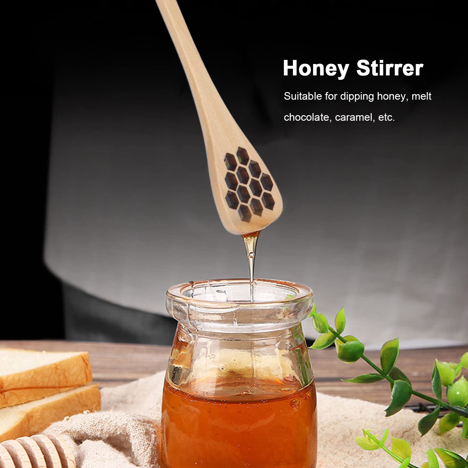 SYH&AQYE Hölzerner Honiglöffel Bio-Honiglöffel, wiederverwendbarer Honiglöffel aus Holz zum Schnitzen von Honiglöffeln, Rührstab für Zuhause, Küche, Restaurant(EIN) Küche, Haushalt & Wohnen