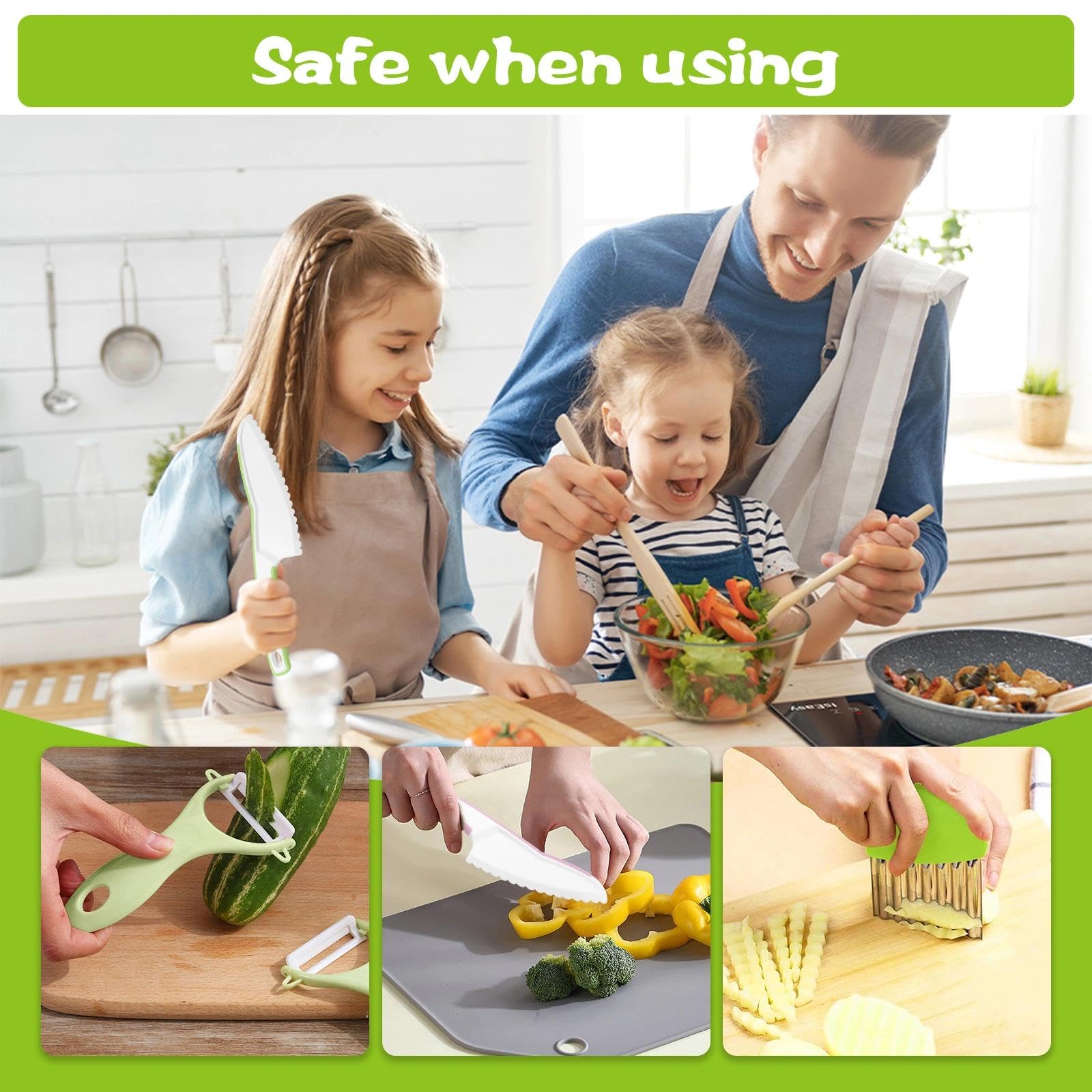 Cuchillos de cocina para niños 5 piezas - Utensilios para cortar frutas y verduras